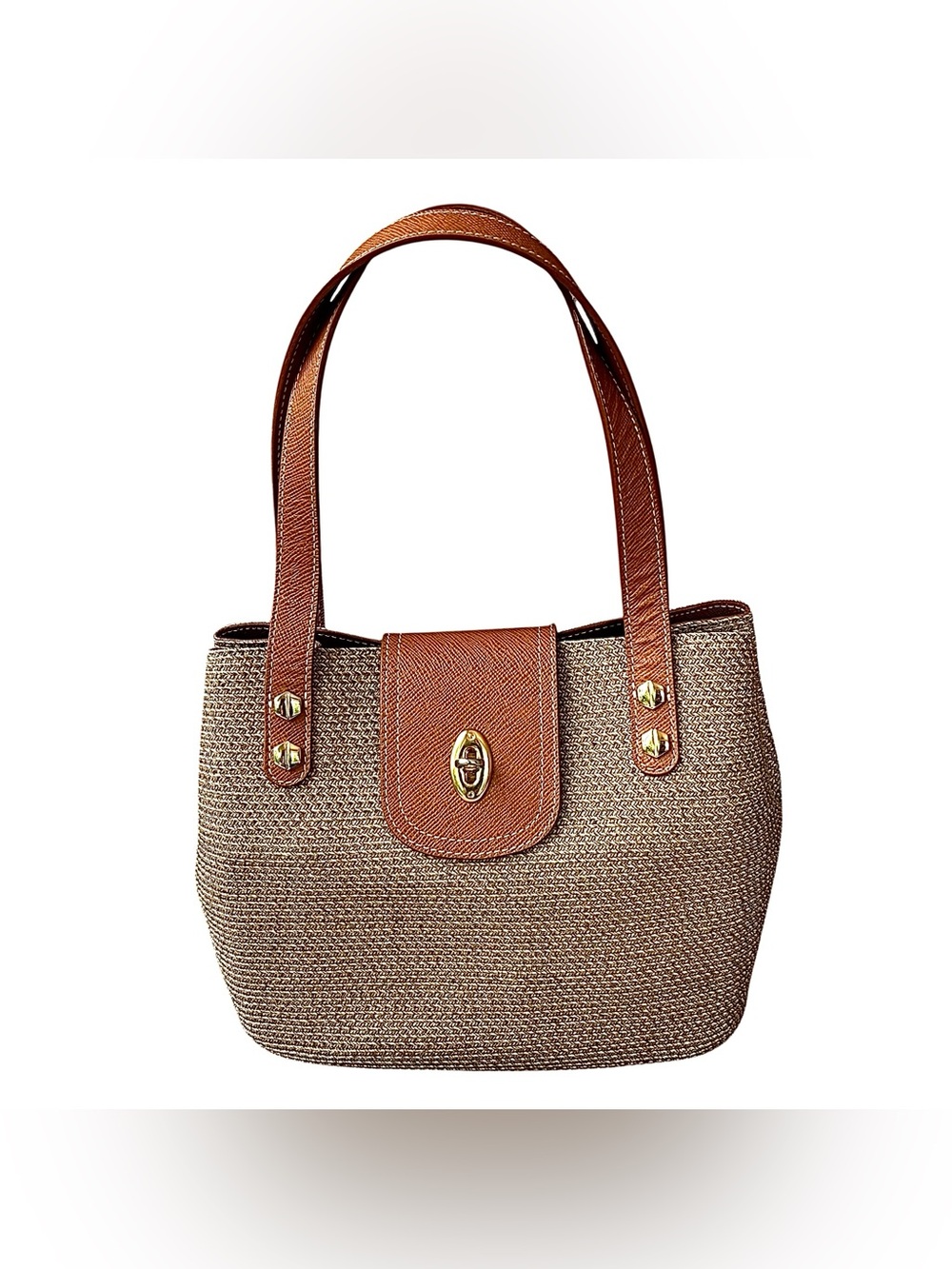 ERIC JAVITS “Squishee” Straw & Leather Small Bag